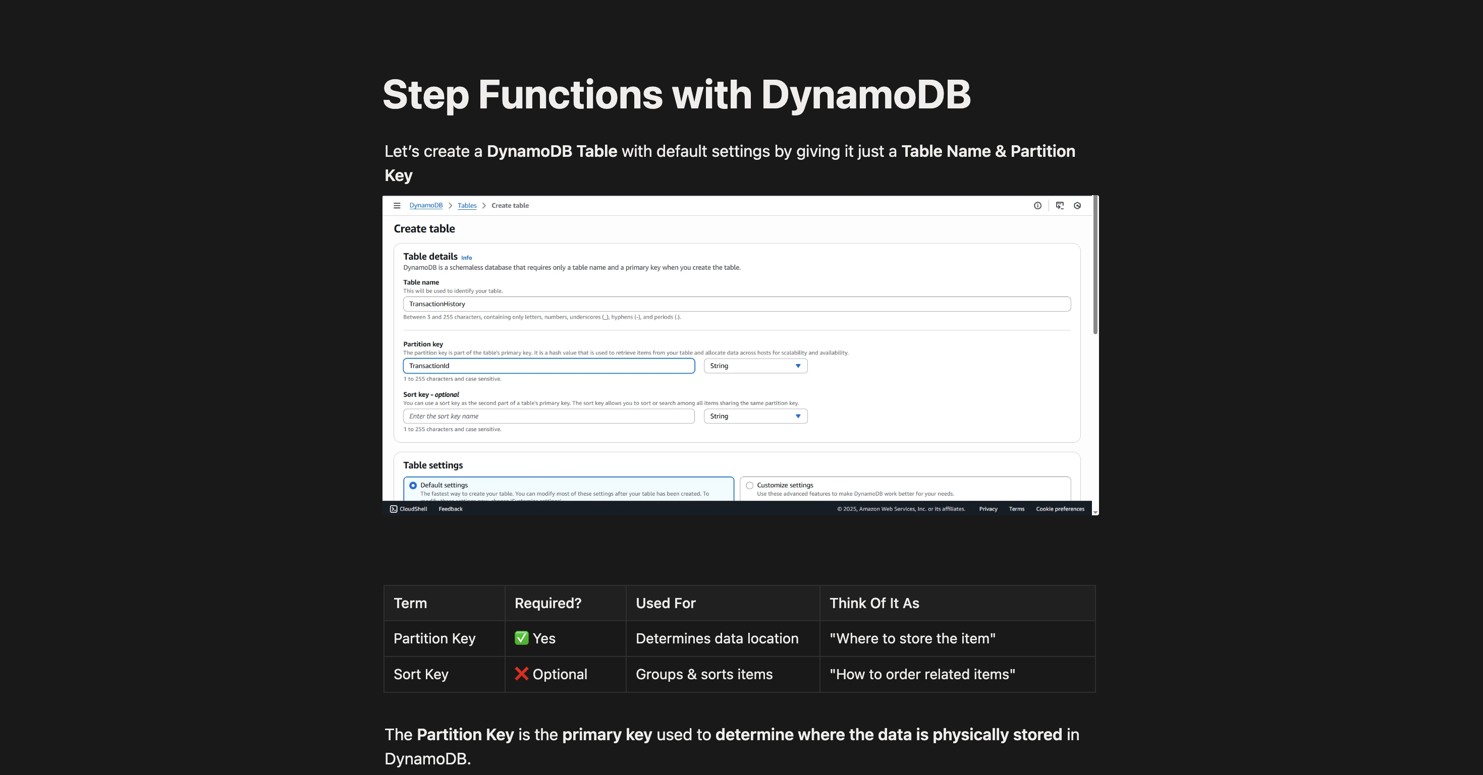 Step Function With DynamoDB
